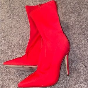 Red Fashion Nova Heel Booties